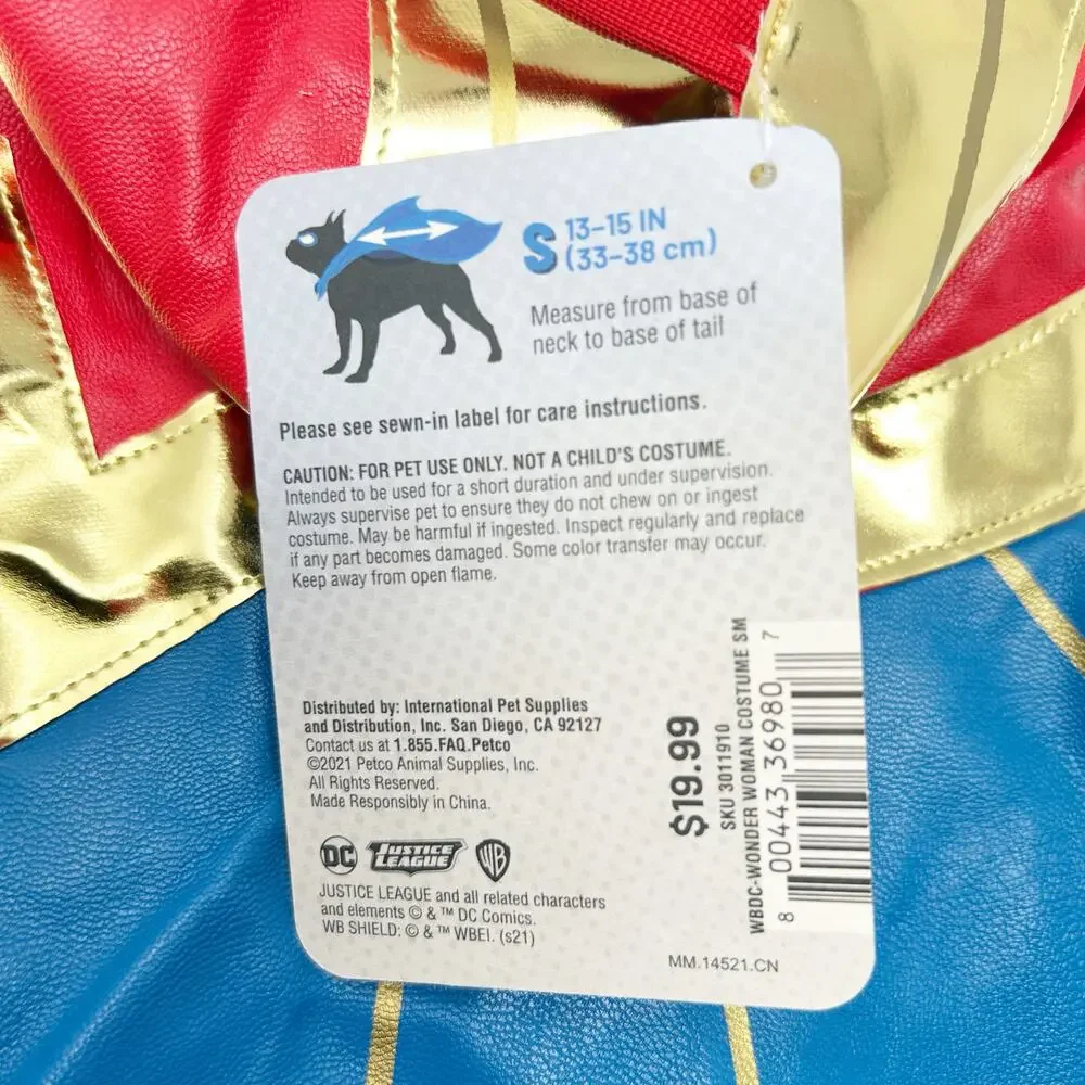NWT Petco Pet Dog Puppy DC Justice League Wonder Woman Halloween Costume Cosplay